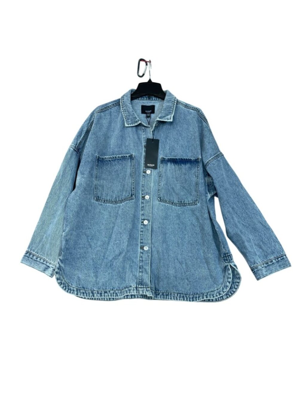NWT Hudson Women's XXL Oversized Denim Button-Up Shirt Jacket B1432 - Picture 4 of 11